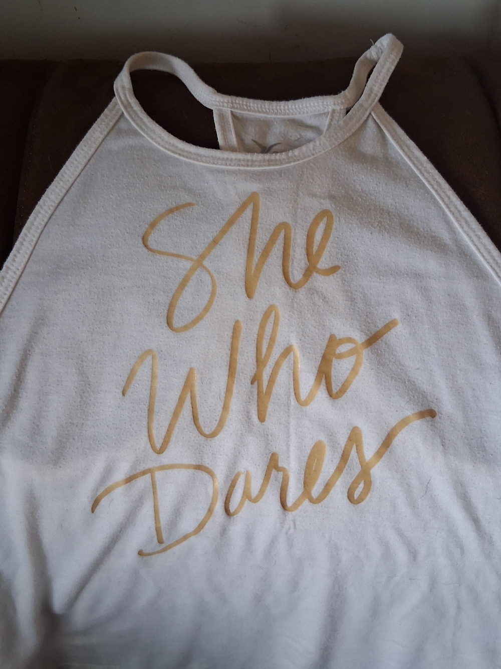 She Who Dares White Halter Tank Top